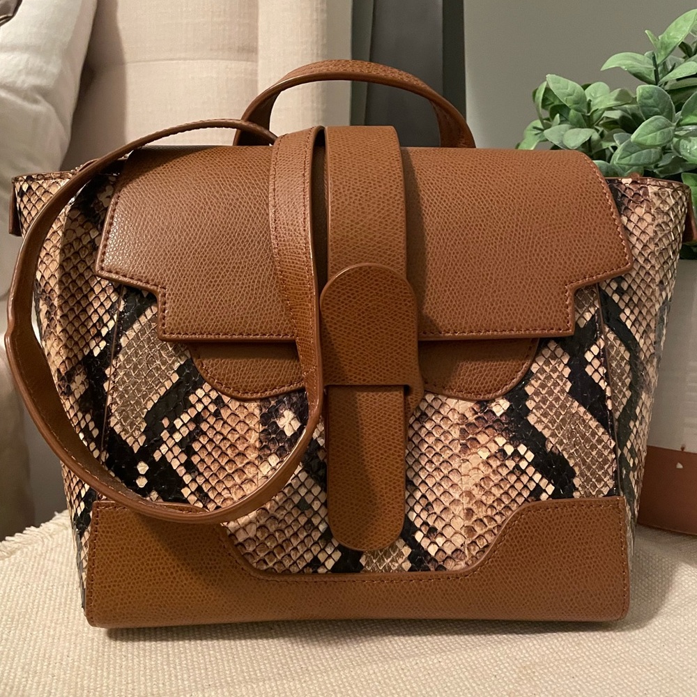 Senreve mini Maestra pebbled chestnut snake print